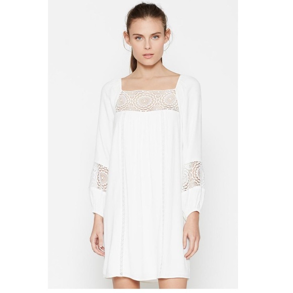 Joie Dresses & Skirts - JOIE Ivory Tabara Dress S Lace Inserts Square Neck Long Sleeve Lined Wedding